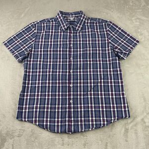 Steven Alan‎ Shirt Men XL Blue Plaid Single Needle Short Sleeve Pocket NWOT $198